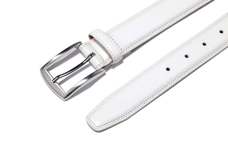 KM Legend Men's Genuine Leather Dress Belt with Premium Quality - Classic & Fashion Design for Work Business and Casual (esWhite, 36) - Image 4
